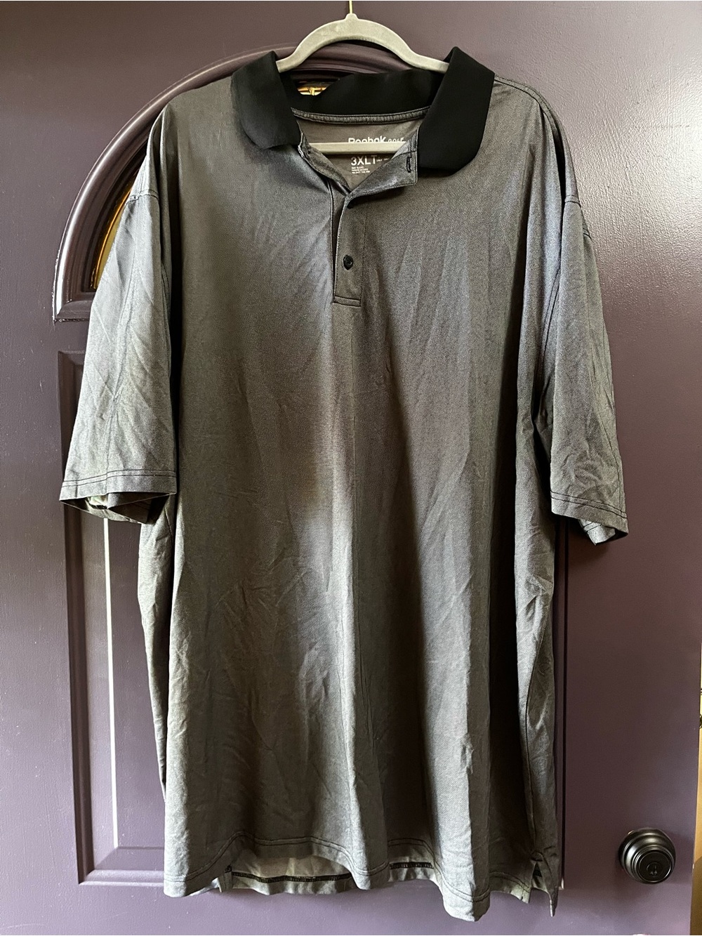 Reebok Men's Dark Gray Polo with Black Collar